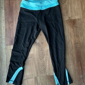 Lululemon Athletica Black and Aqua Leggings